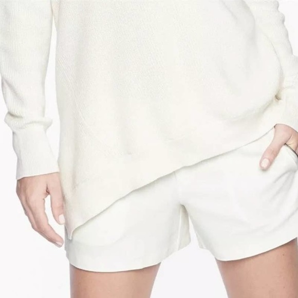 Athleta Sweater XS White Ribbed Knit Crew Neck Long Sleeve Rest Day Asymmetrical - Picture 5 of 11